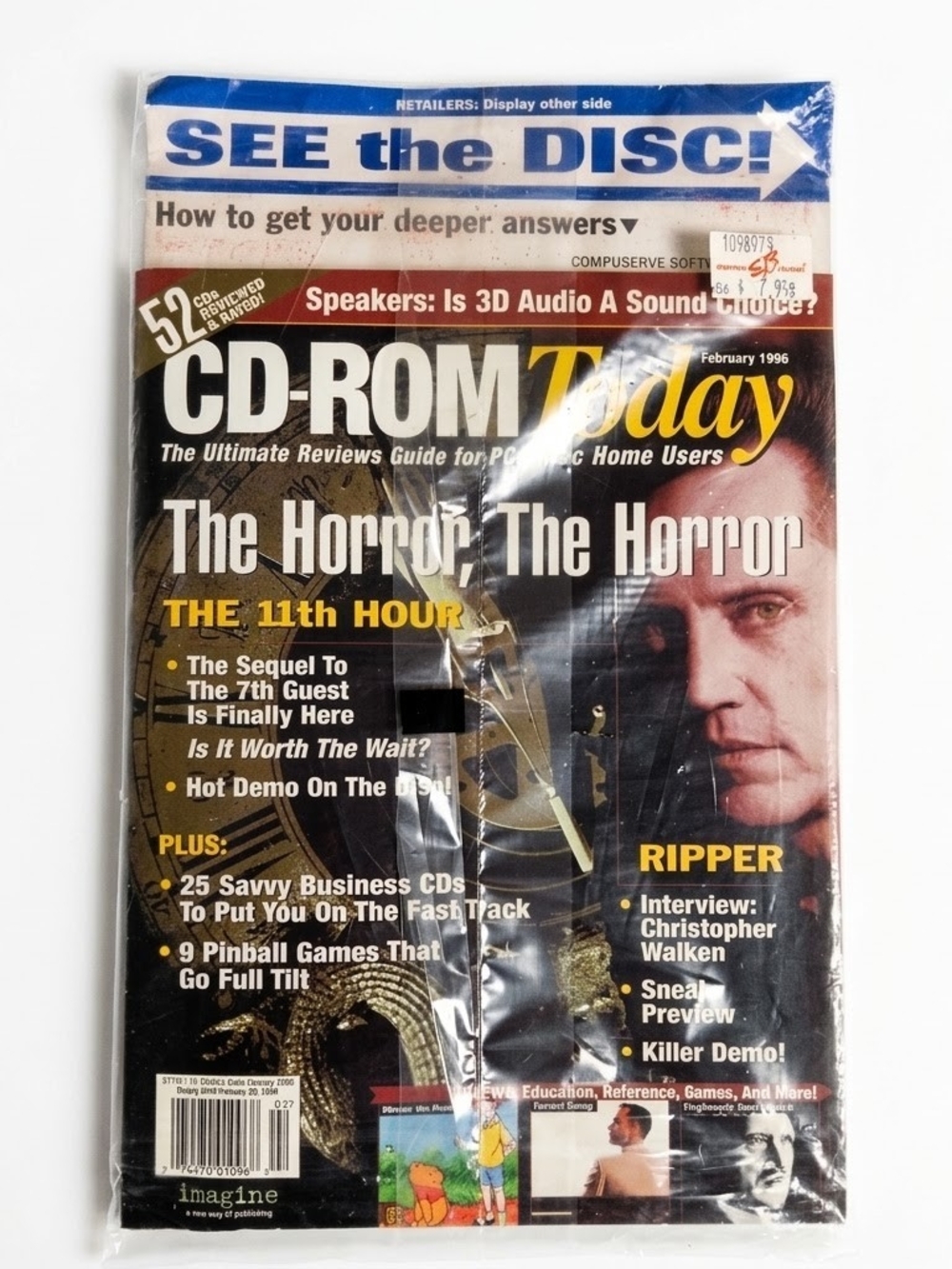 Vtg 1996 CD-ROM Today Magazine Sealed Demo Disc The 11th Hour PC Retro Gaming 90